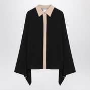 Max Mara Black silk colour-block shirt