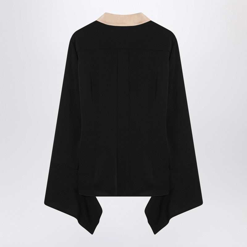 Max Mara Black silk colour-block shirt