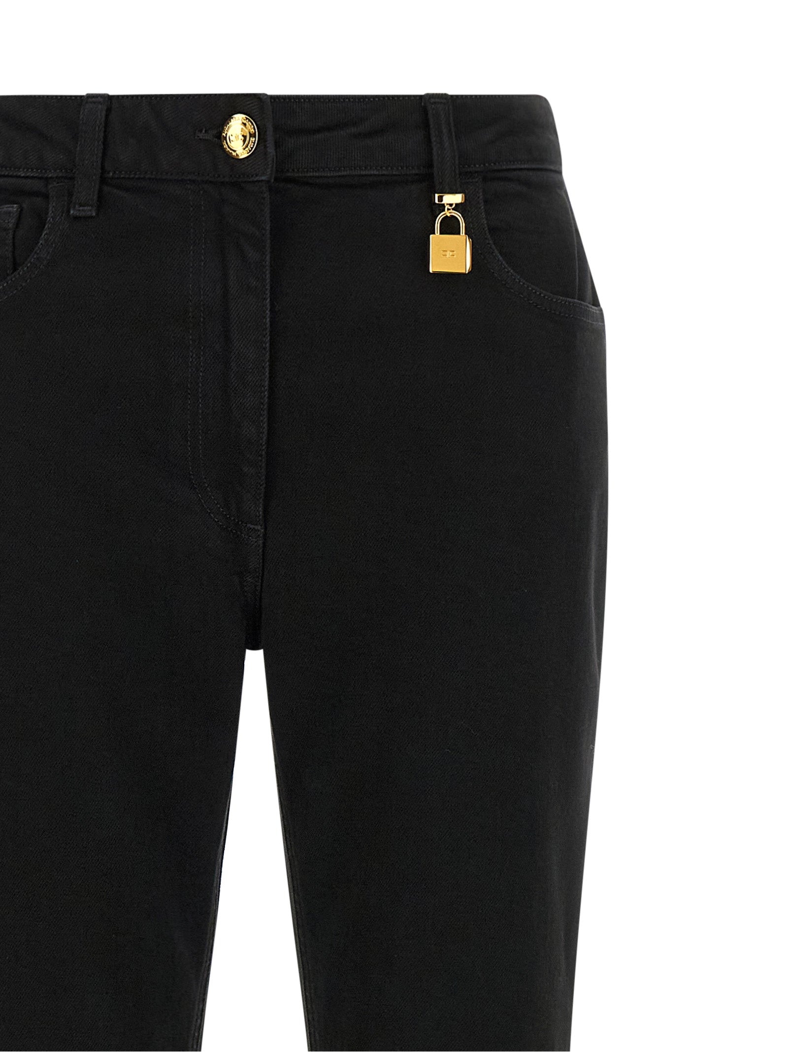Elisabetta Franchi Jewel Padlock Jeans — Skinny Black