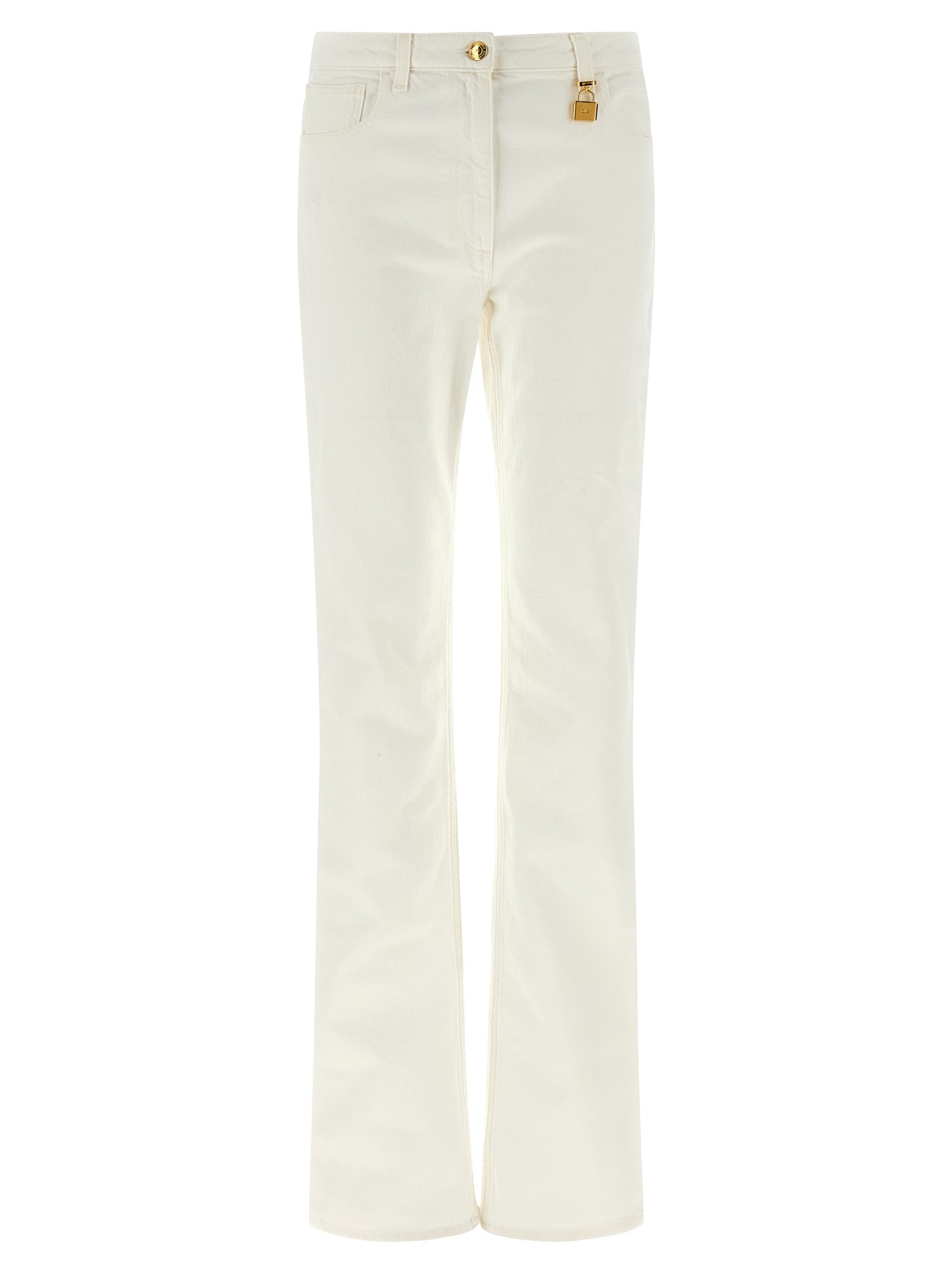 Elisabetta Franchi Jewel Padlock Jeans for Women — White Skinny