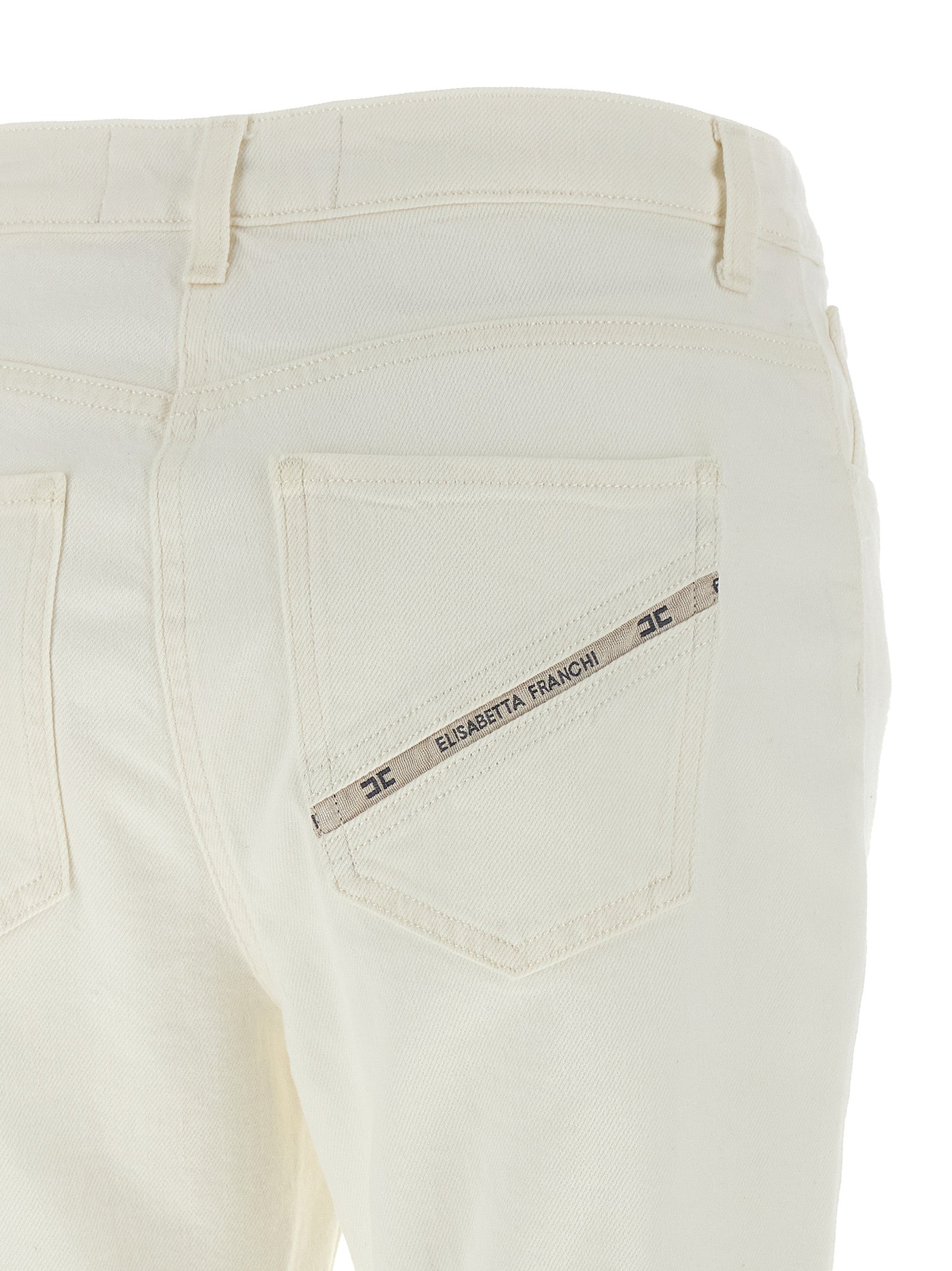 Elisabetta Franchi Jewel Padlock Jeans for Women — White Skinny