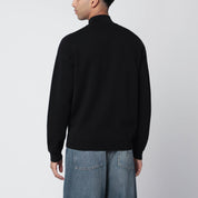 Maison Kitsuné Black wool zip cardigan