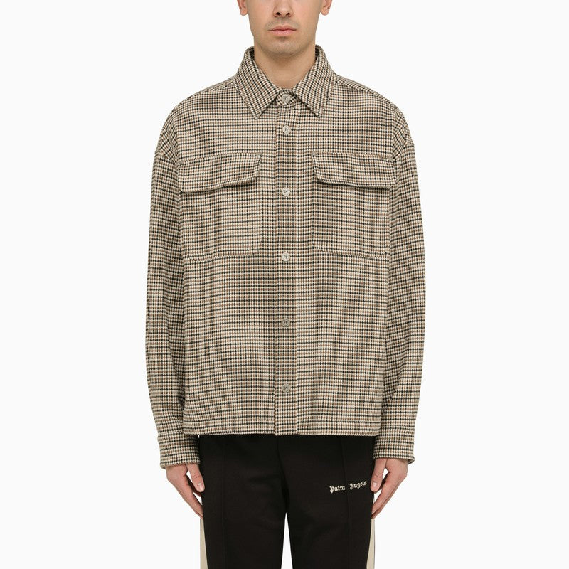 Palm Angels Checked cotton shirt jacket with logo