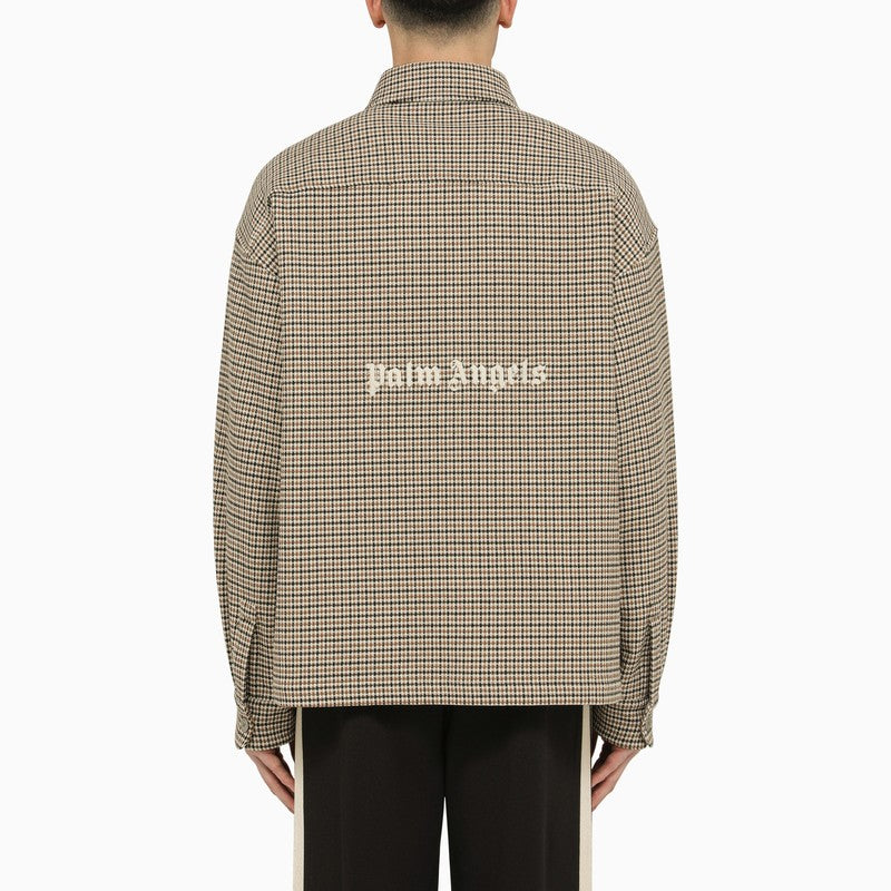 Palm Angels Checked cotton shirt jacket with logo