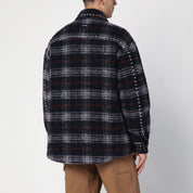 Palm Angels Overshirt in navy check wool with studs