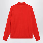 The Frankie Shop Tala V-neck knit polo in red wool blend