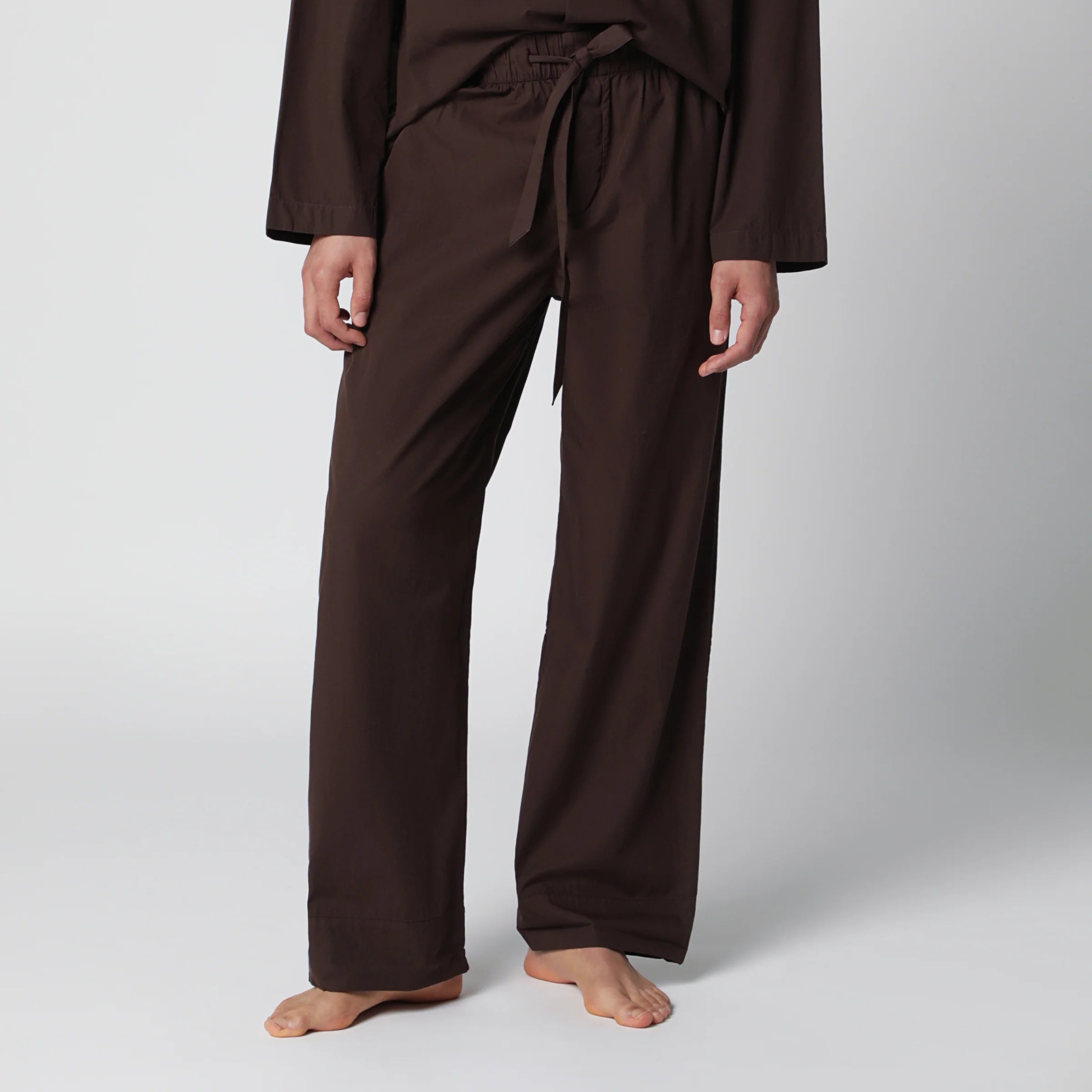 Tekla Brown cotton pajama trousers