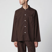 Tekla Brown cotton pajama shirt