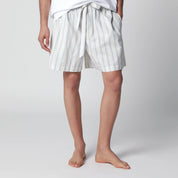 Tekla White shorts with light blue stripes