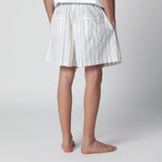 Tekla White shorts with light blue stripes