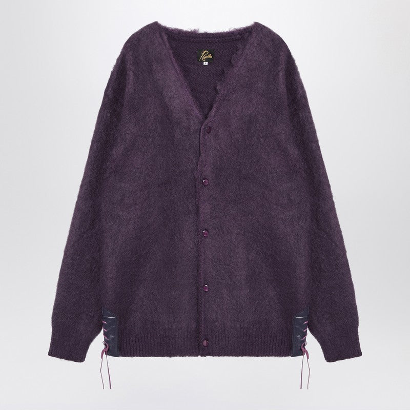 Needles Cardigan viola in misto mohair