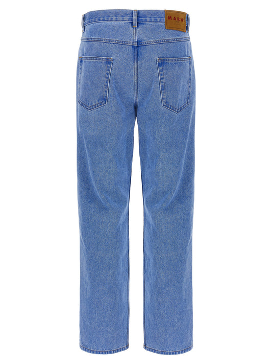 Marni Bleached Coated Jeans for Men — Blue, True Fit