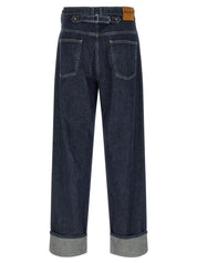 Marni Men’s Logo Embroidery Jeans — Blue Wide Leg