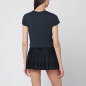 Maison Kitsuné Navy Cropped T‑Shirt with Logo Patch