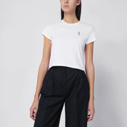 Maison Kitsuné white cropped T‑shirt with logo patch