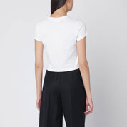 Maison Kitsuné white cropped T‑shirt with logo patch