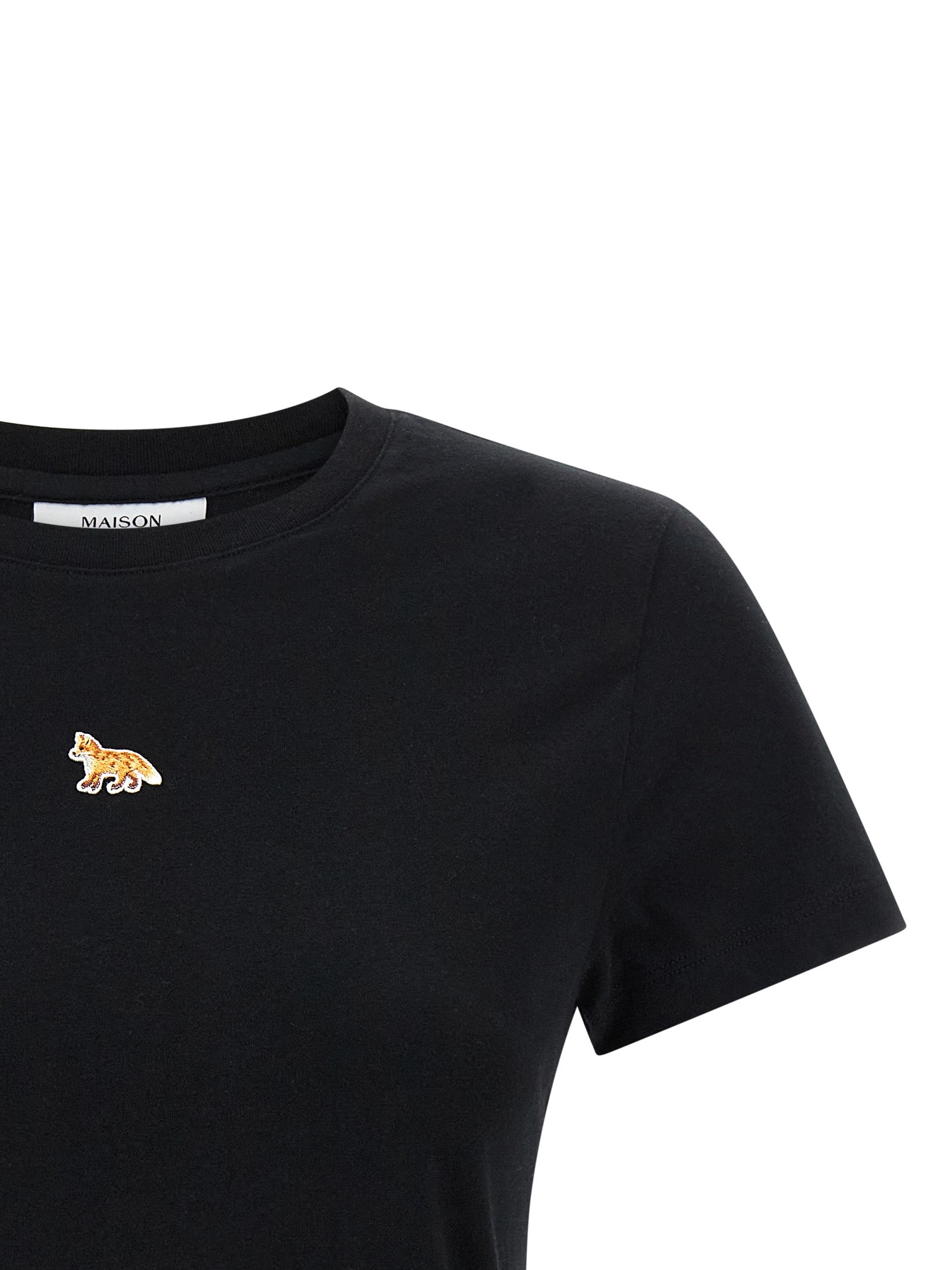 Maison Kitsuné Baby Fox Cropped T‑shirt – Black Topwear