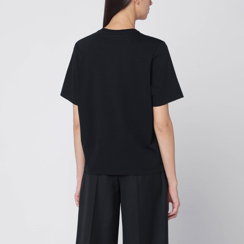 Maison Kitsuné Black T‑shirt with Logo Patch