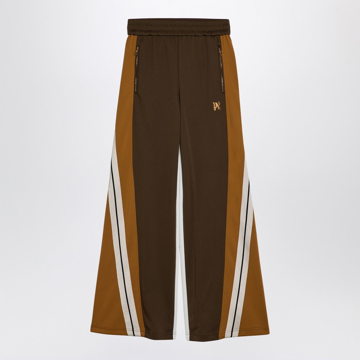 Palm Angels Brown ochre colour-block wide trousers