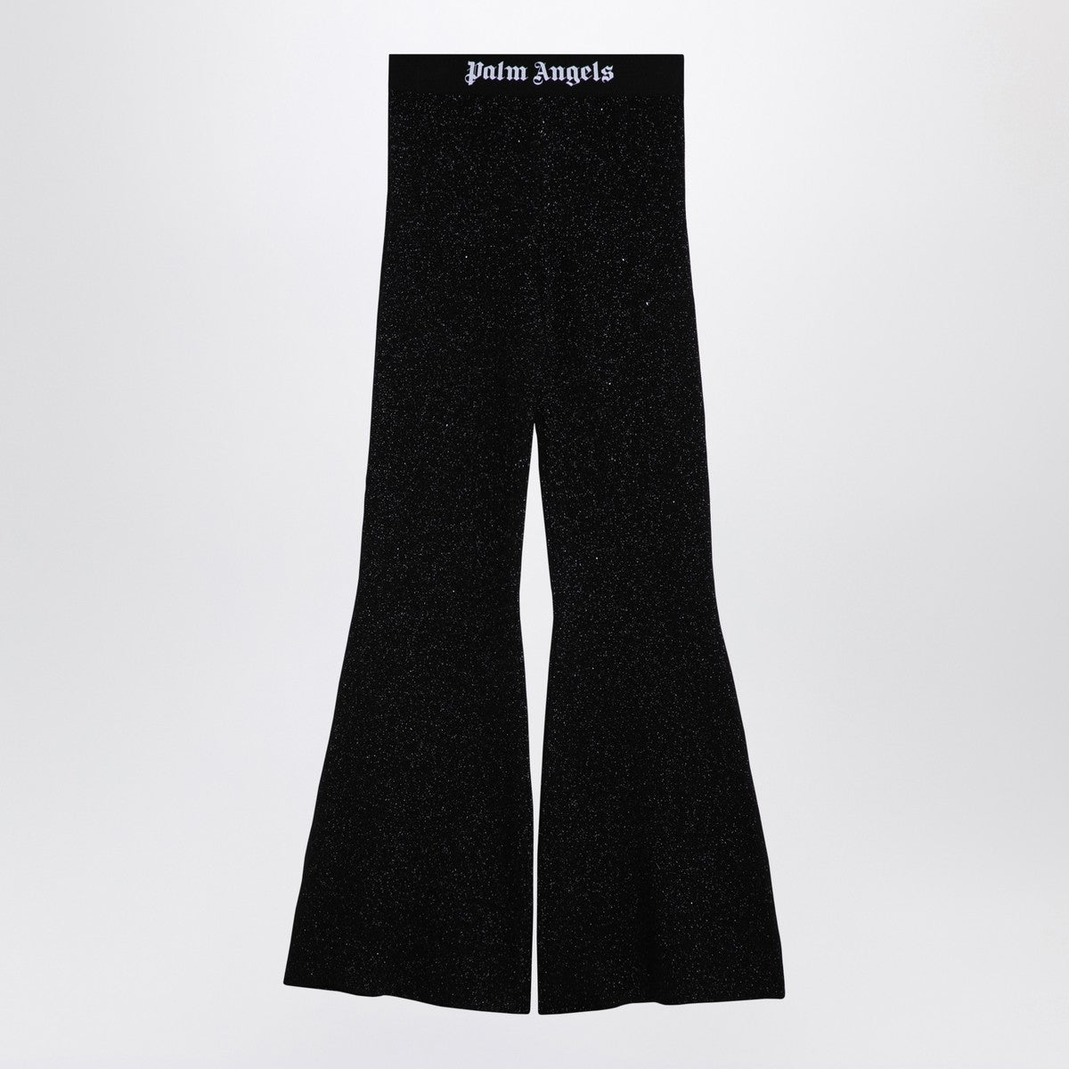 Palm Angels Black lurex viscose blend trousers in wool finish