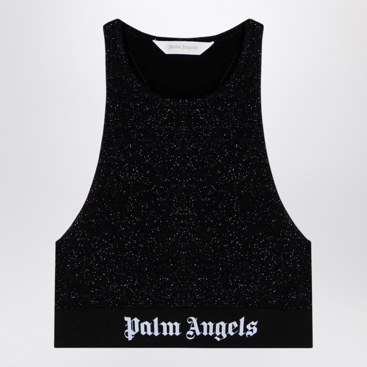 Palm Angels Black lurex top in viscose blend