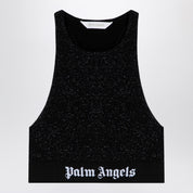 Palm Angels Black lurex top in viscose blend