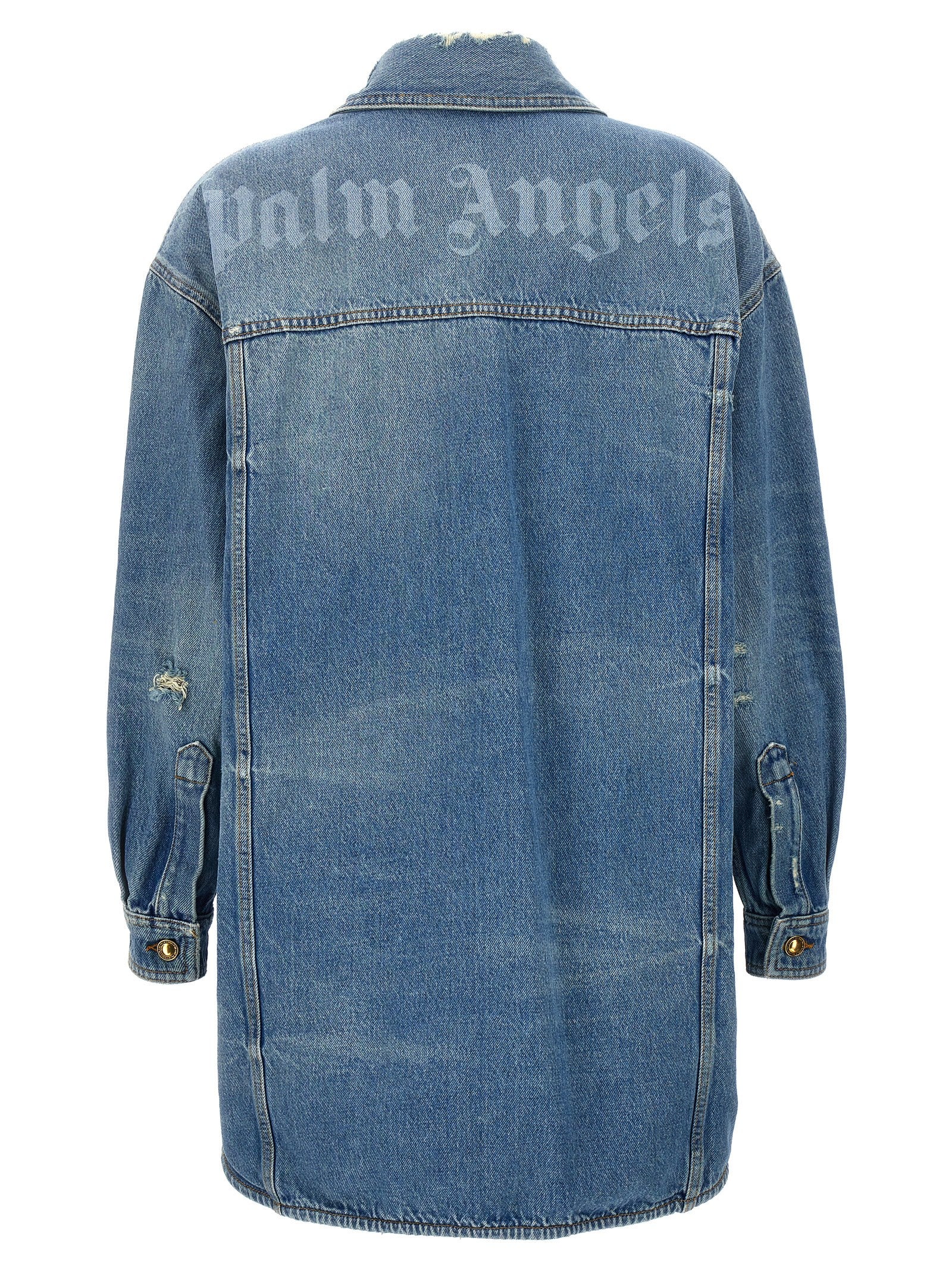 Palm Angels Washed Logo Jacket — Light Blue Oversize