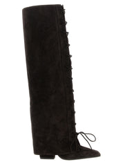 Paris Texas Jane Fold Over Lace Up Boots