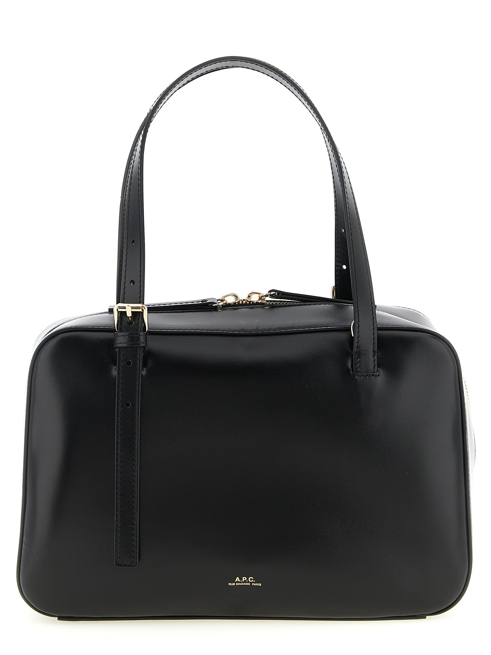 A.p.c. Virginie Box Handbag — Black Leather Shoulder Bag