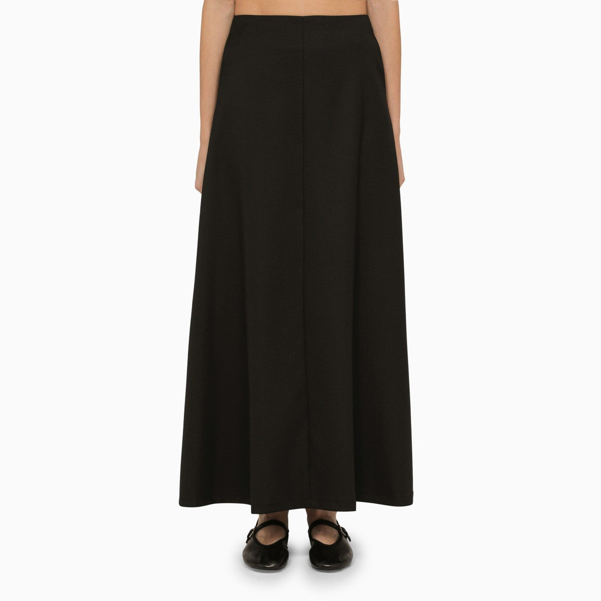 By Malene Birger Isoldas black long skirt — elegant recycled silk-touch skirt
