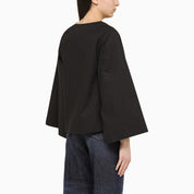 By Malene Birger Wide black blouse in cotton poplin