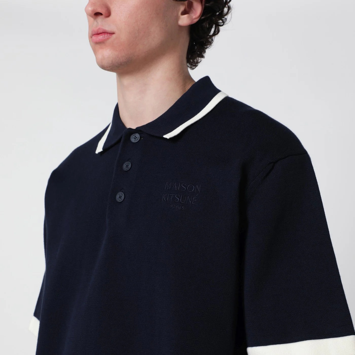Maison Kitsuné Navy blue Comfort-Fit cotton polo shirt