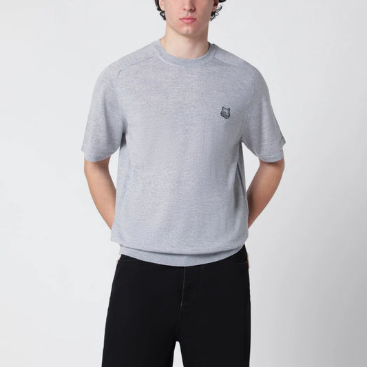 Maison Kitsuné Grey mélange Fox Head wool sweater