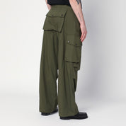 Pantalon en coton et nylon vert olive Needles