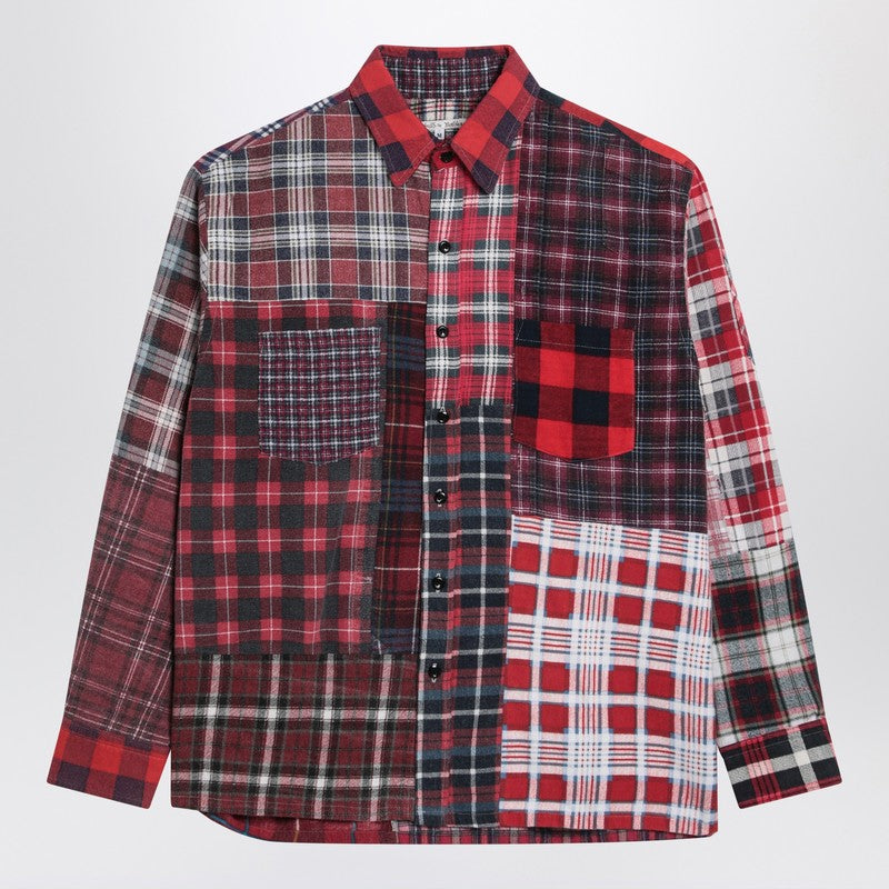 Needles Red check pattern patchwork shirt