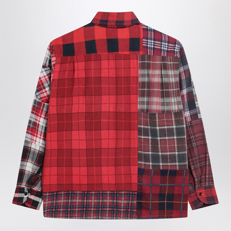 Needles Red check pattern patchwork shirt