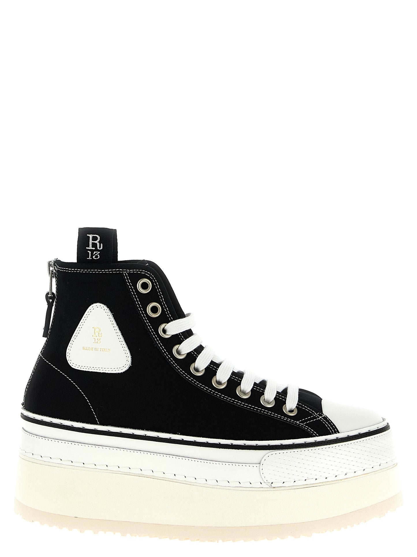 R13 Courtney Sneakers — White/Black Platform
