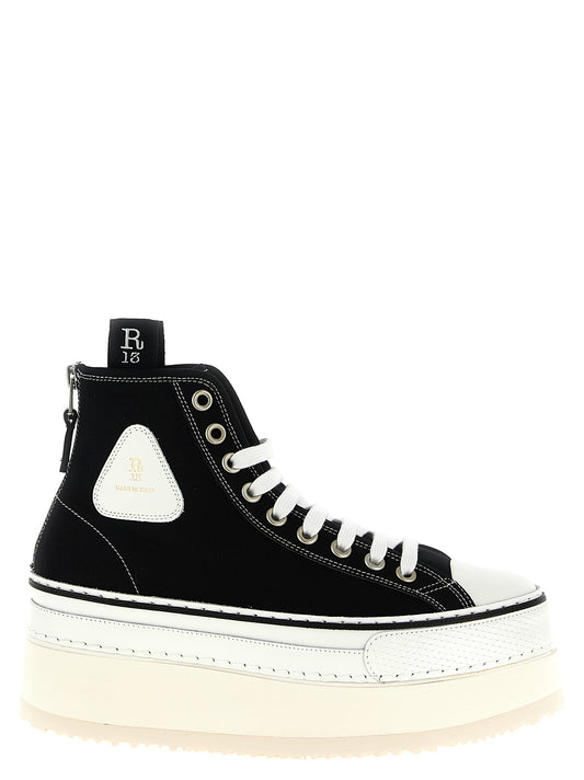 R13 Courtney Sneakers — White/Black Platform