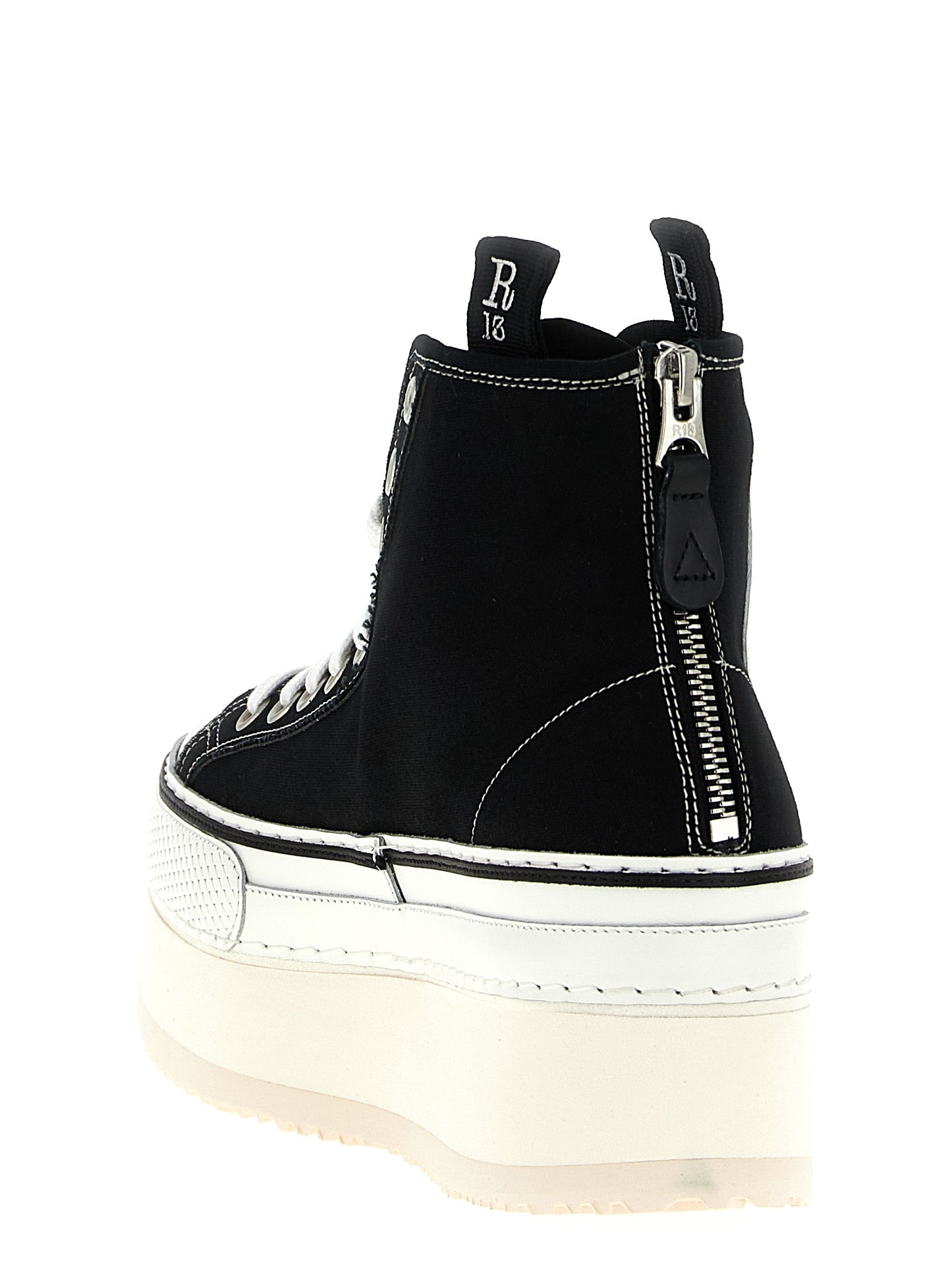 R13 Courtney Sneakers — White/Black Platform