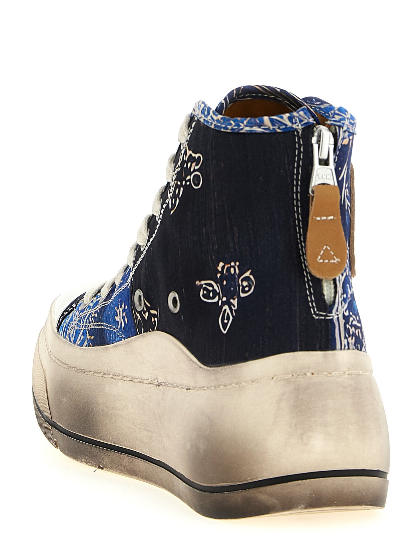 R13 Kurt Sneakers — Blue Bandana Silk Platform (Women)
