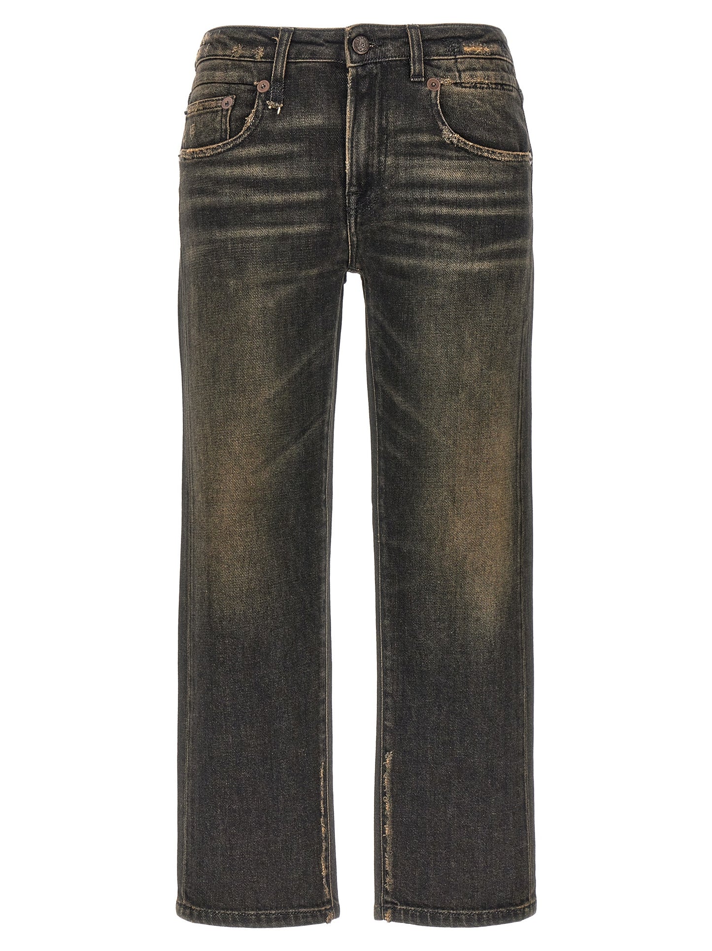 R13 Boy Straight Jeans — Black Stretch Denim
