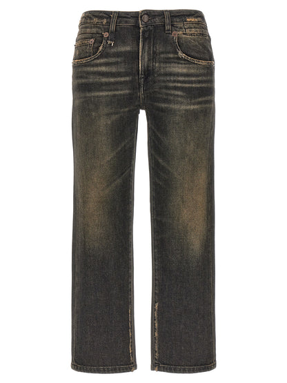 R13 Boy Straight Jeans — Black Stretch Denim