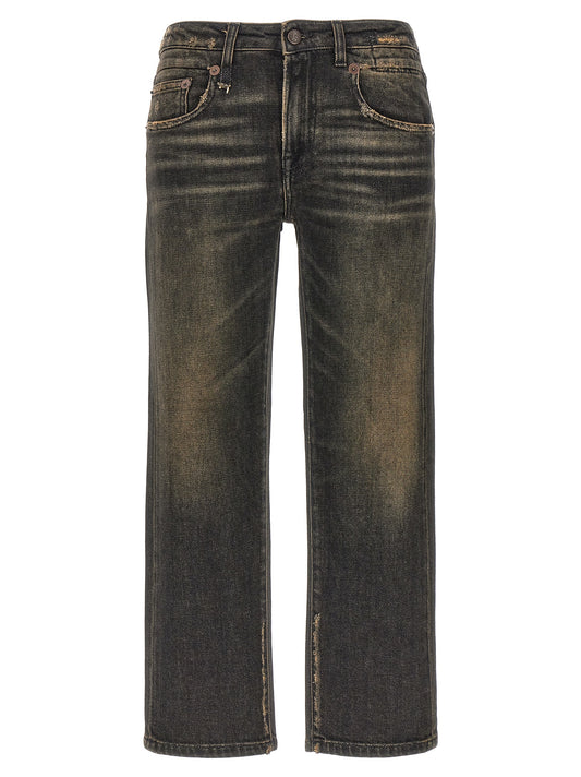 R13 Boy Straight Jeans — Black Stretch Denim
