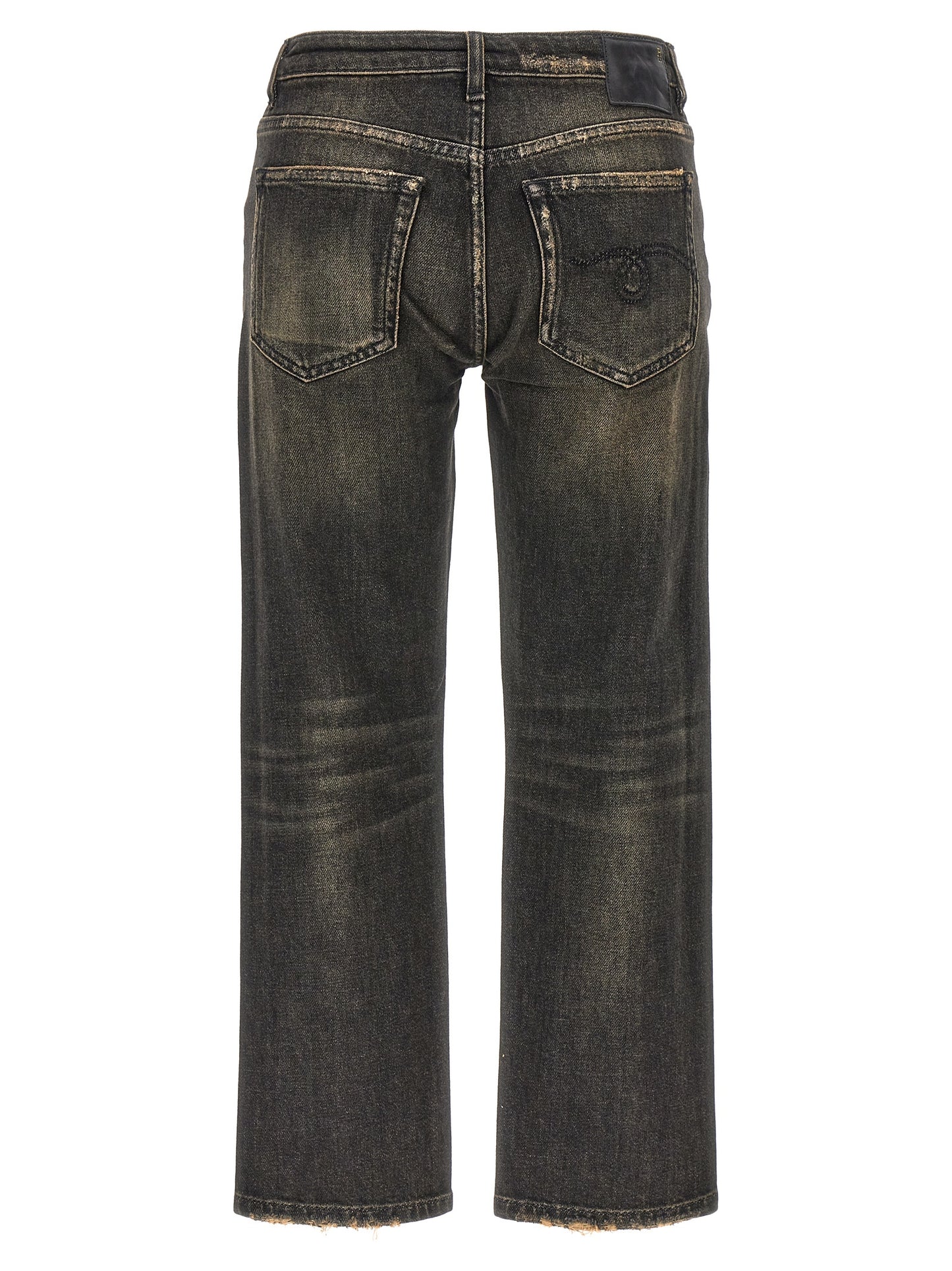 R13 Boy Straight Jeans — Black Stretch Denim