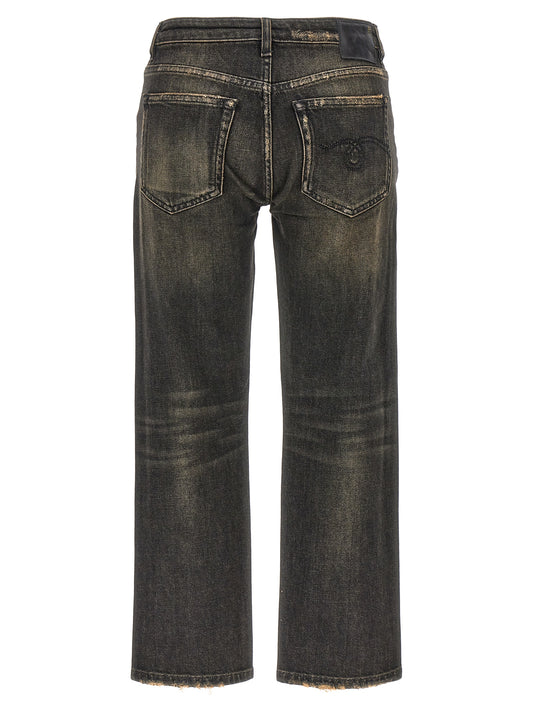 R13 Boy Straight Jeans — Black Stretch Denim