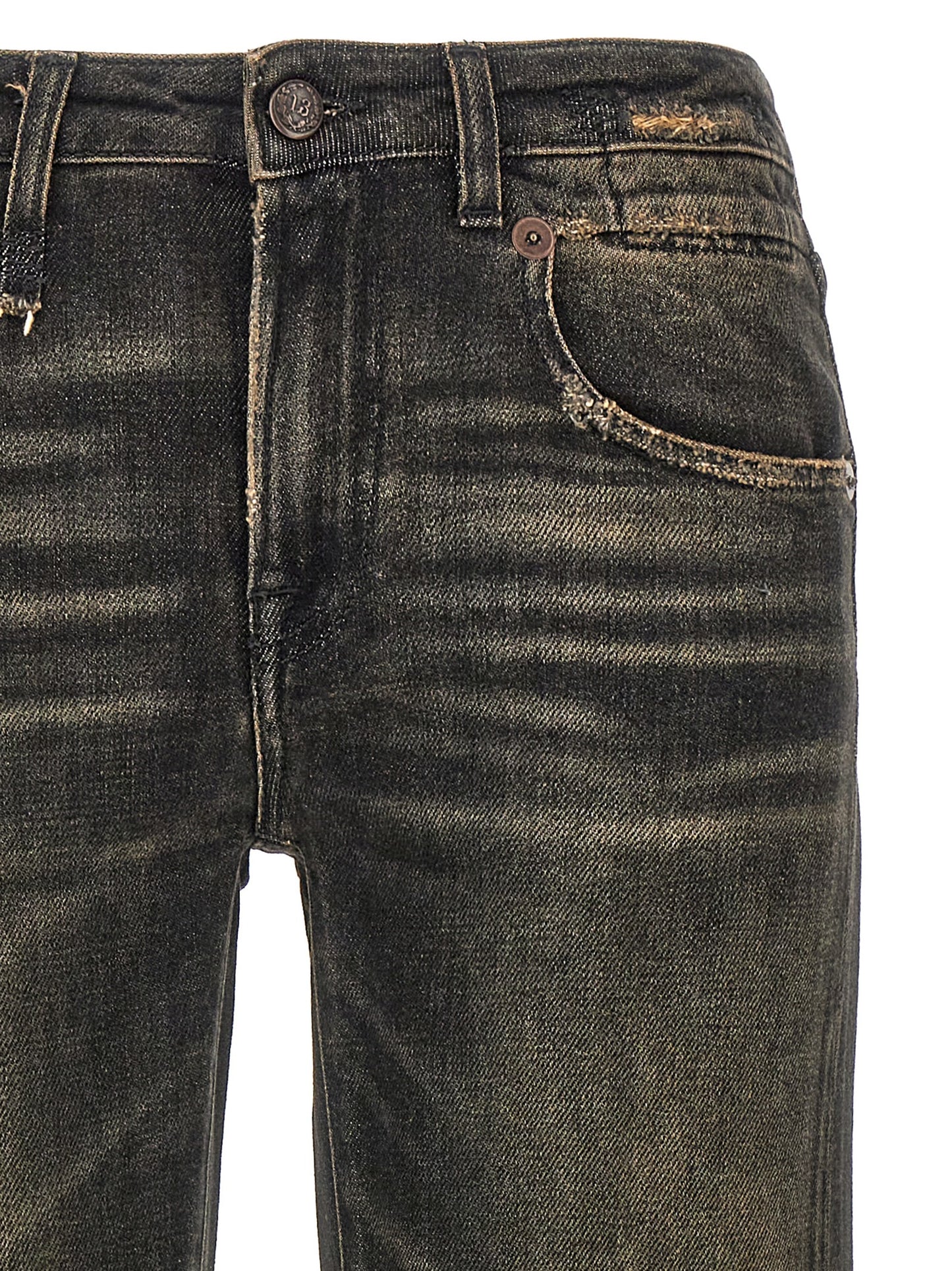 R13 Boy Straight Jeans — Black Stretch Denim