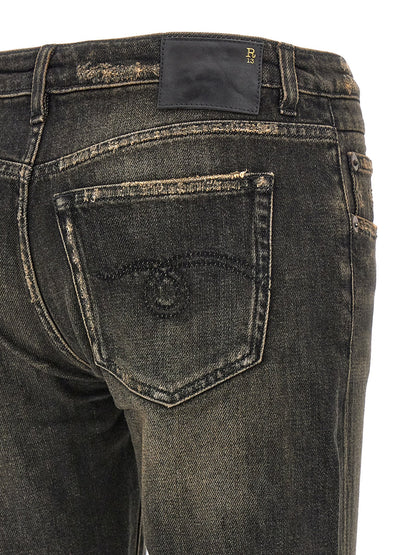 R13 Boy Straight Jeans — Black Stretch Denim