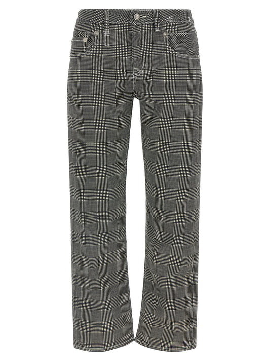 R13 Boy Straight Pants — Slim Prince of Wales Trousers