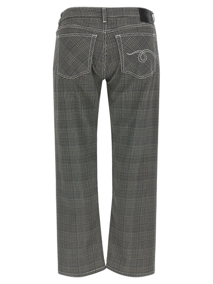 R13 Boy Straight Pants — Slim Prince of Wales Trousers