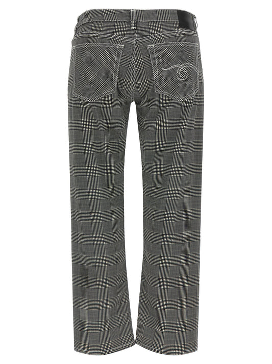 R13 Boy Straight Pants — Slim Prince of Wales Trousers